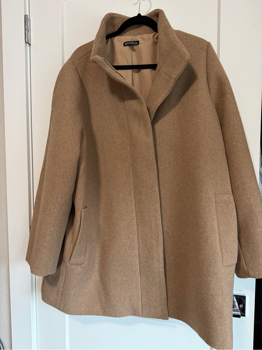 J. Crew Factory Camel Brown Pea Coat with Stand Collar